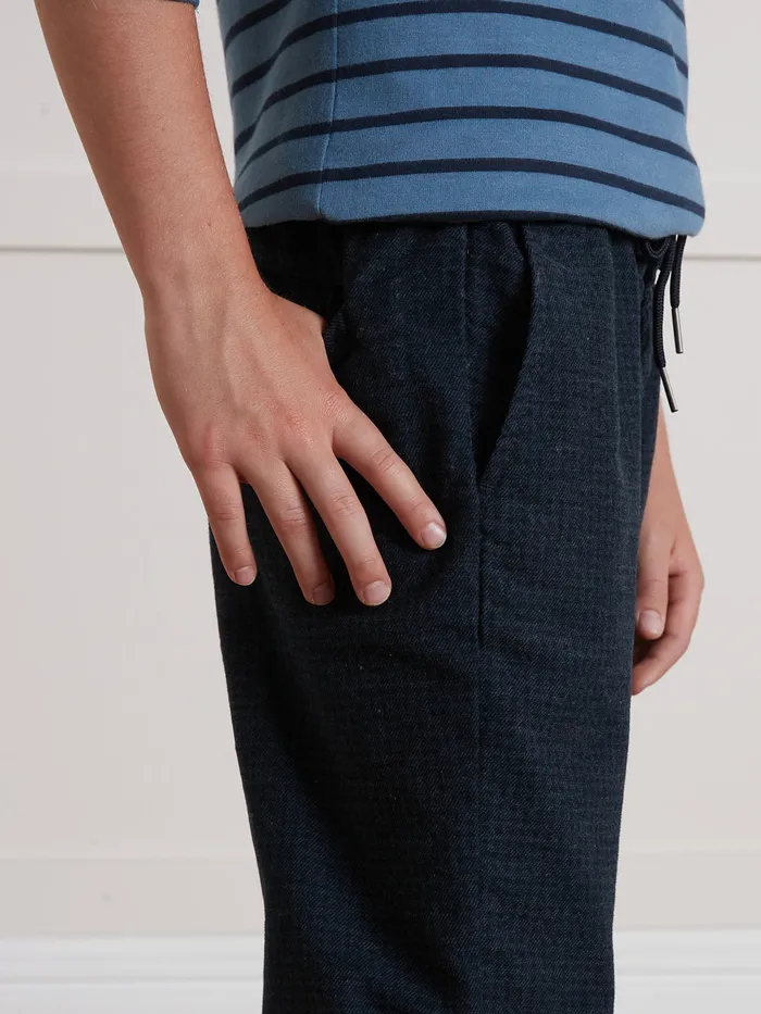 Boys Cyrillus Clothing Comfortable Herringbone Trousers Bleu