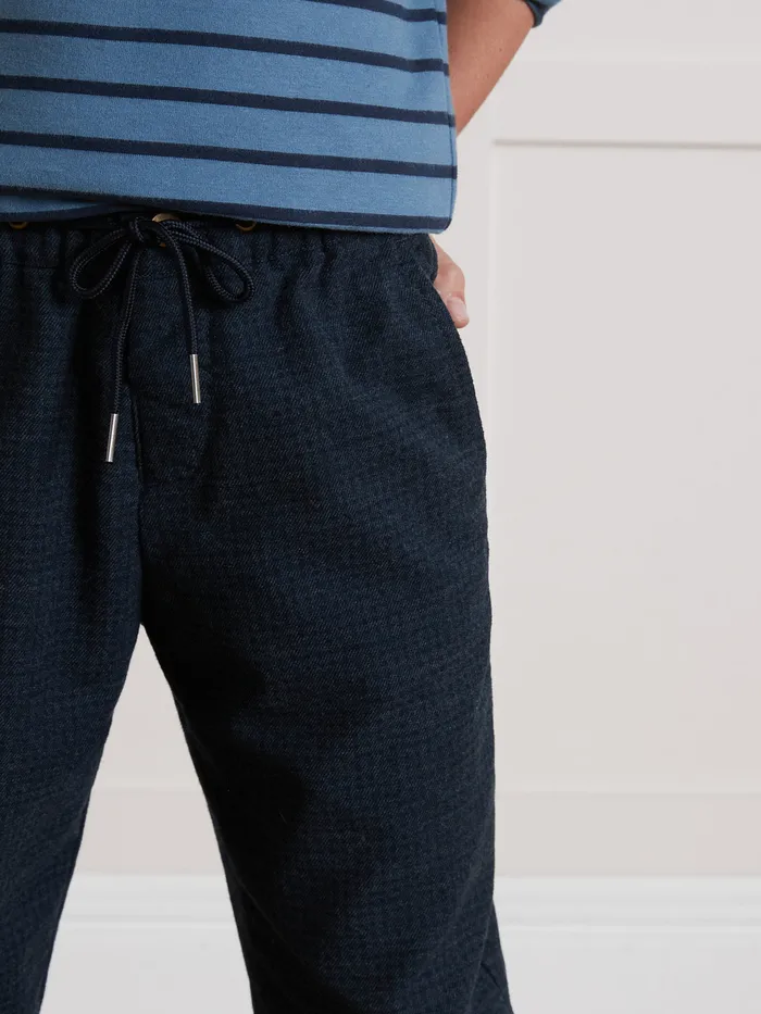 Boys Cyrillus Clothing Comfortable Herringbone Trousers Bleu