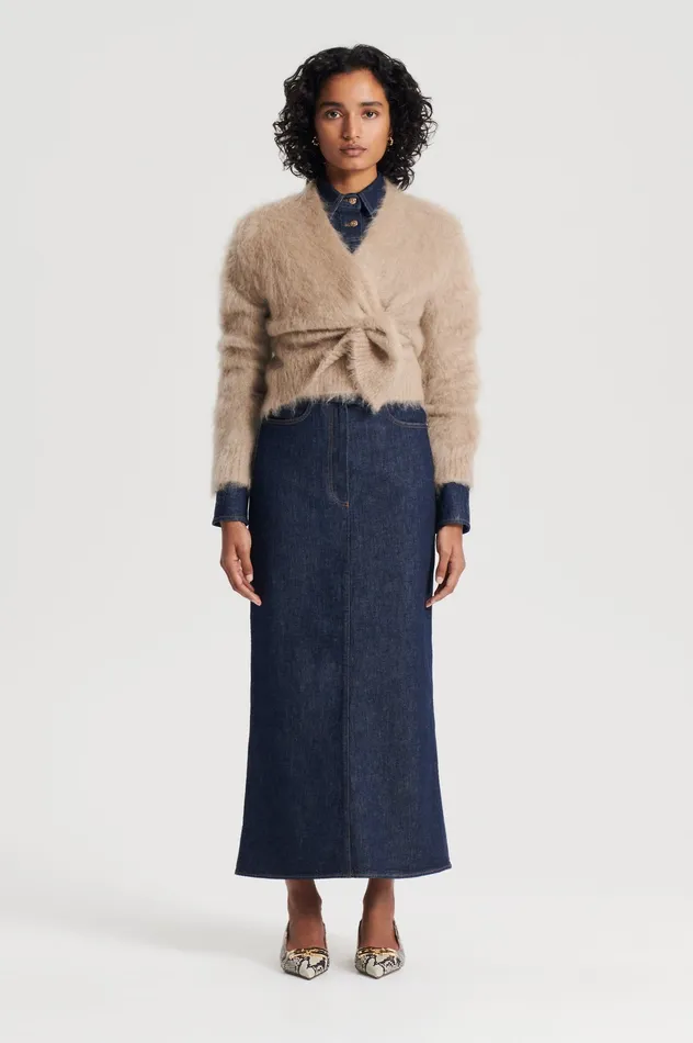 BRUSHED MOHAIR WRAP CARDIGAN NOUGAT Knitwear Scanlan Theodore Women