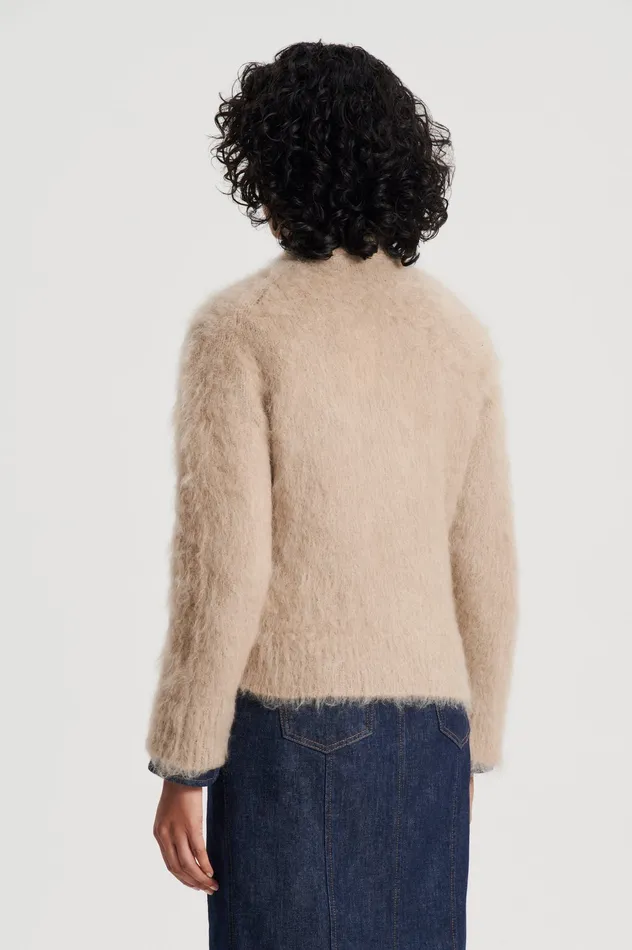 BRUSHED MOHAIR WRAP CARDIGAN NOUGAT Knitwear Scanlan Theodore Women BRUSHED MOHAIR WRAP CARDIGAN NOUGAT Knitwear Scanlan Theodore Women