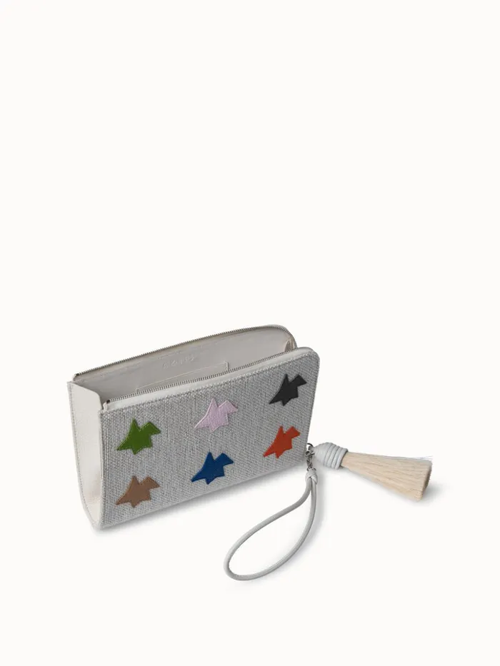 Canvas Zip Tassel Pouch With Kinderstern Patchwork Multicolor Kinderstern Women Akris Clutches