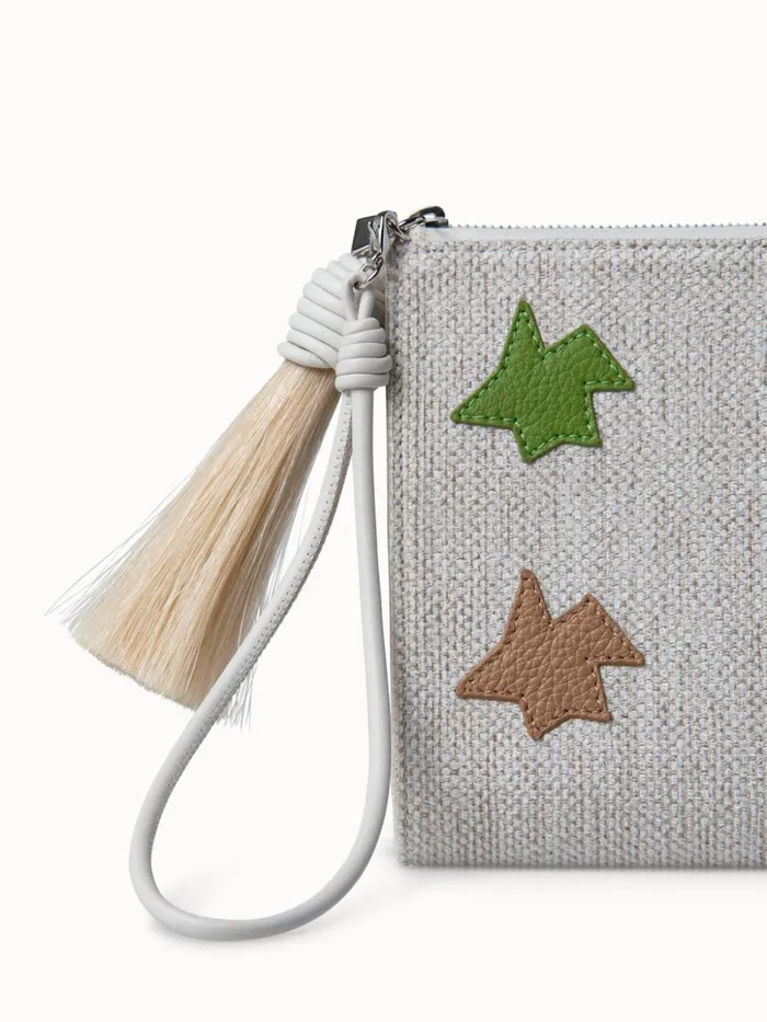 Canvas Zip Tassel Pouch With Kinderstern Patchwork Multicolor Kinderstern Women Akris Clutches