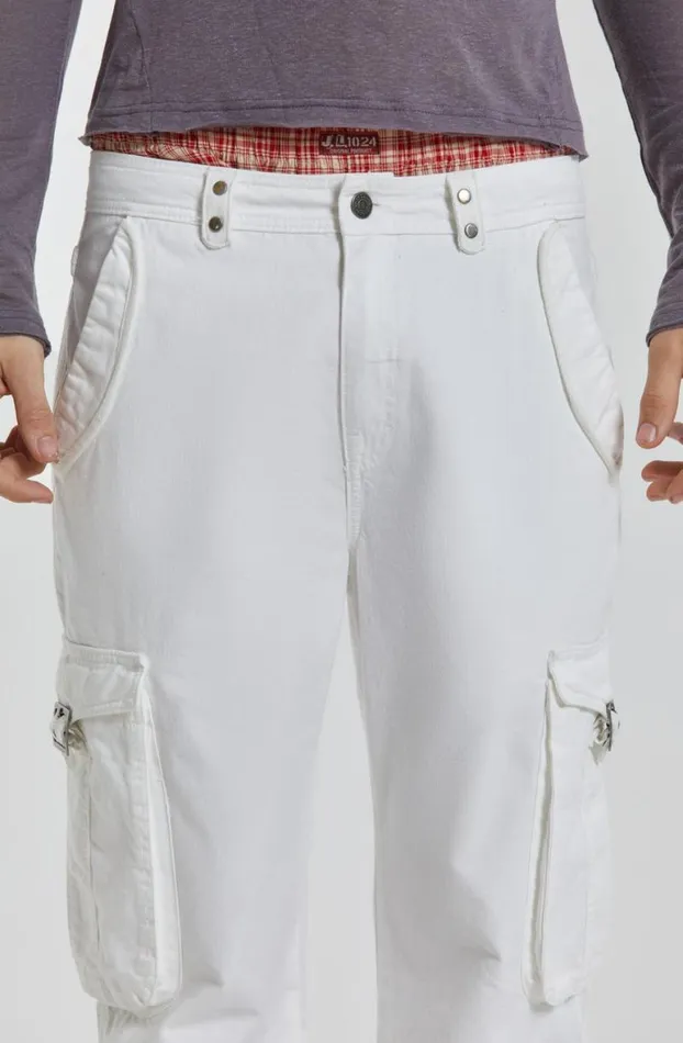 Cargo Pants Men Jaded London White Straight Leg Cargo Trousers