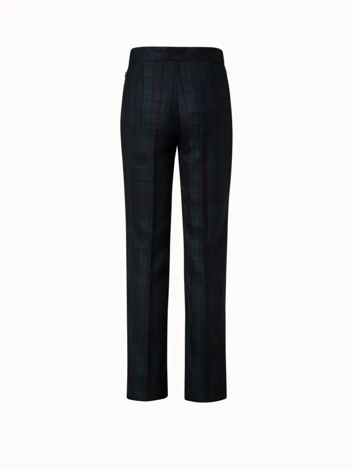 Cashmere Check Straight Pants Navygallus Green Women Akris Cashmere