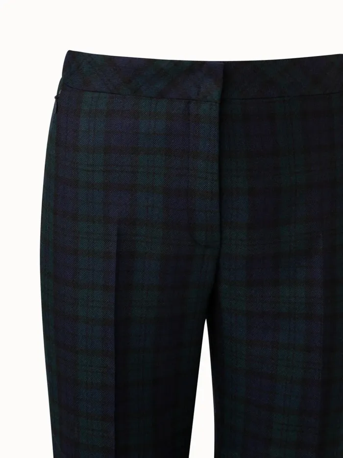 Cashmere Check Straight Pants Navygallus Green Women Akris Cashmere