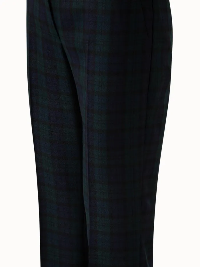 Cashmere Check Straight Pants Navygallus Green Women Akris Cashmere