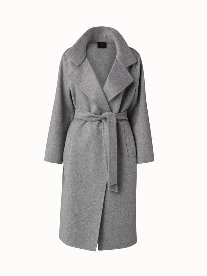 Cashmere DoubleFace Melange Trench Coat Smoke Women Akris Coats