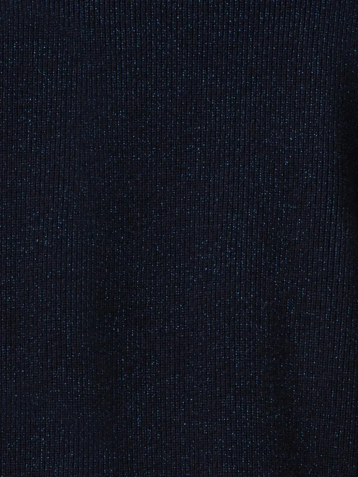 Cashmere Lurex Ribbed Knit Pullover Navy Women Akris Knitwear