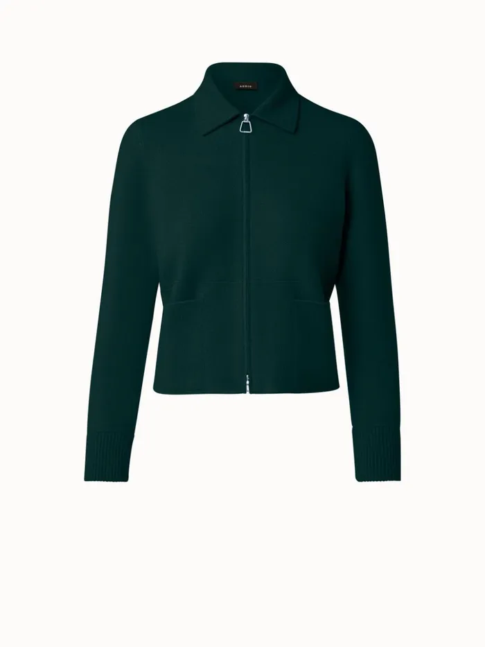 Cashmere Piqu Short Jacket Gallus Green Women Akris Knitwear