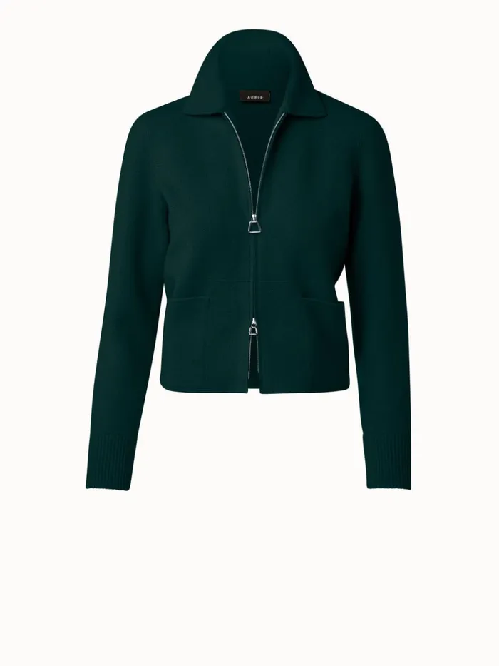 Cashmere Piqu Short Jacket Gallus Green Women Akris Knitwear