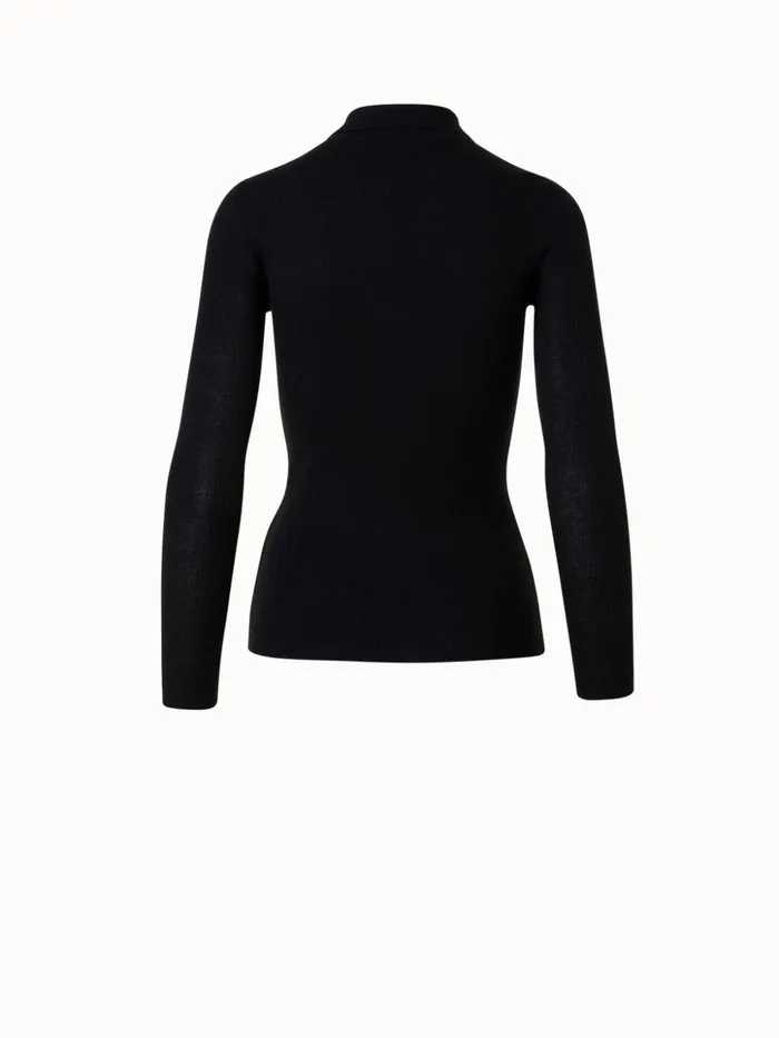 Cashmere Silk Rib Knit Pullover Black Women Akris Knitwear