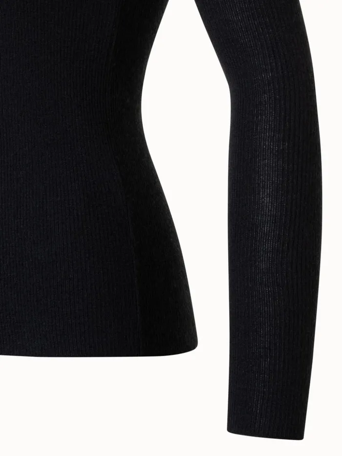 Cashmere Silk Rib Knit Pullover Black Women Akris Knitwear