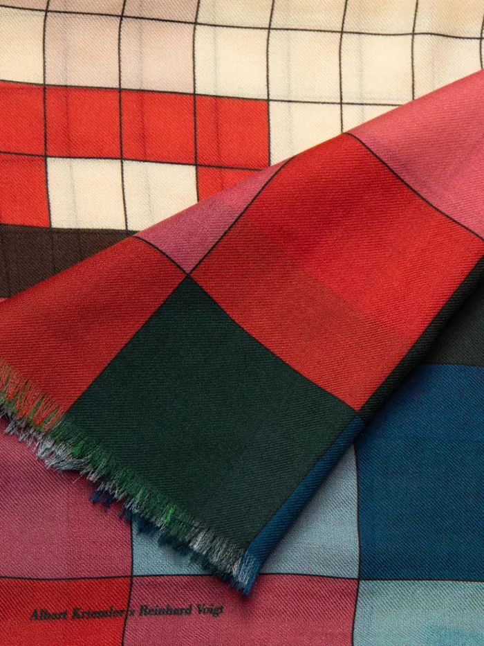Cashmere Silk Scarf With Drei Teile Print Multicolor Women Akris Cashmere