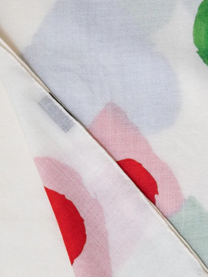 Cashmere Silk Scarf With Hearts Print Whitemulticolor Women Akris Cashmere