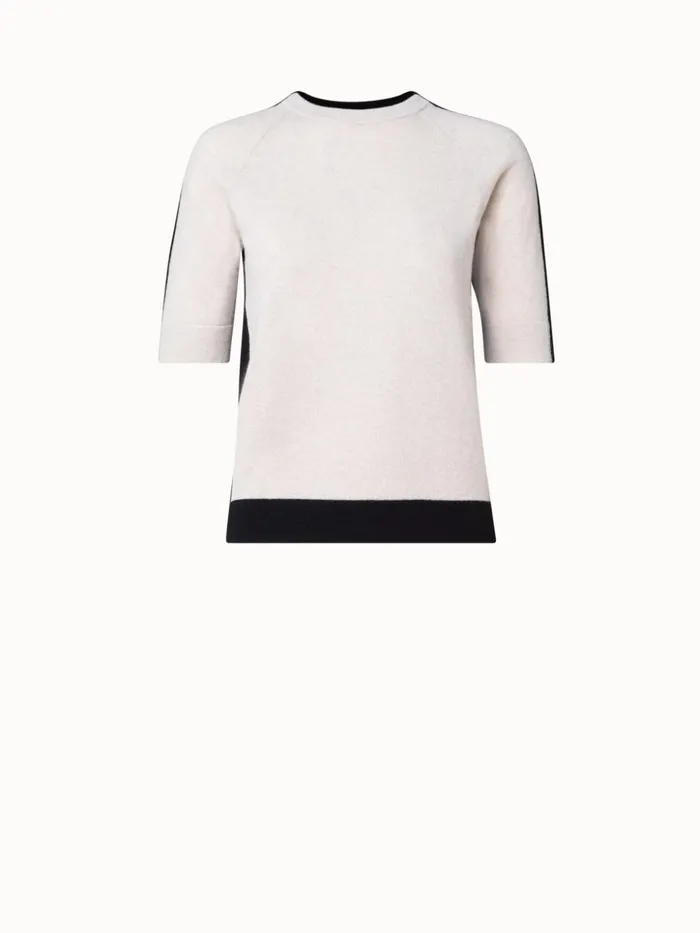 Cashmere TwoTone Knit Pullover Greigeblack Women Akris Knitwear