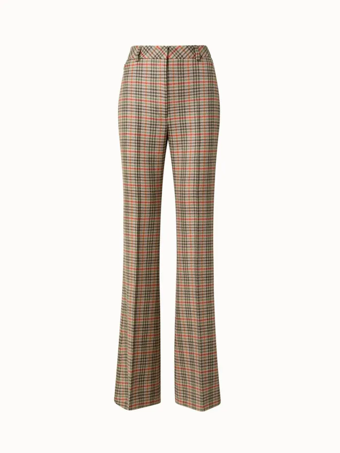 Checked Wool Bootcut Pants Camelmulticolor Women Akris Pants