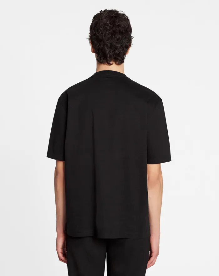 Classic Curb Embroidered Tshirt Black Men Lanvin Tshirts and Polos