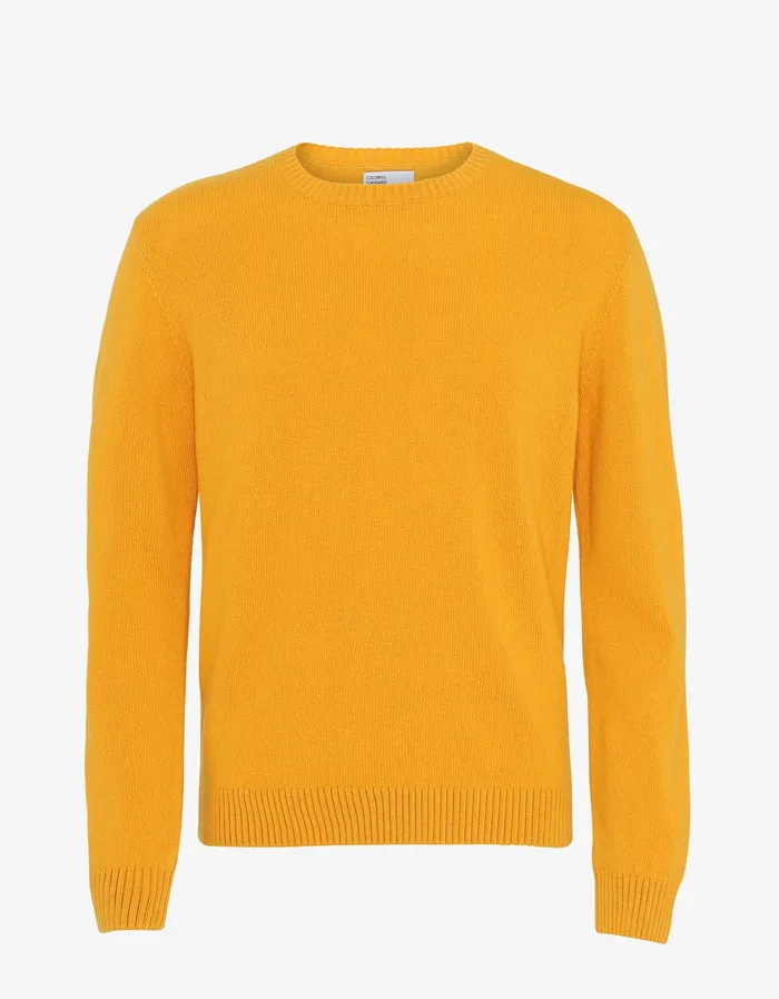 Classic Merino Wool Crew 8211 Burned Yellow Men Knit Sweaters Colorfulstandard