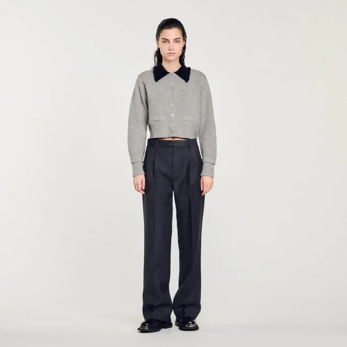 Coatigans Women SANDRO Cropped Coatigan Grey