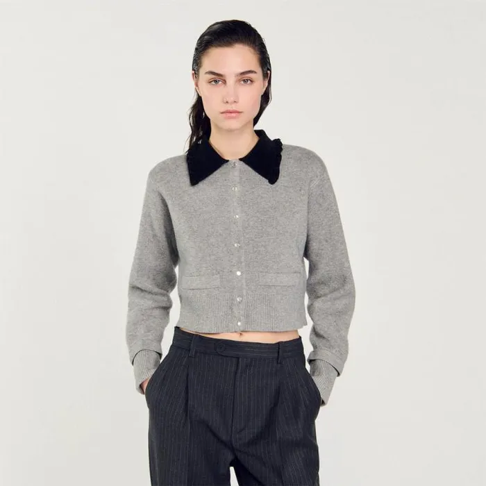 Coatigans Women SANDRO Cropped Coatigan Grey