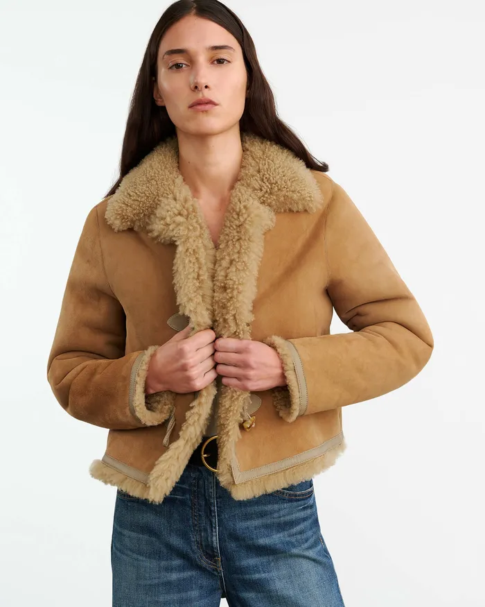 Coats and Outerwear BENOITE SHEARLING JACKET Camel Nili Lotan Women