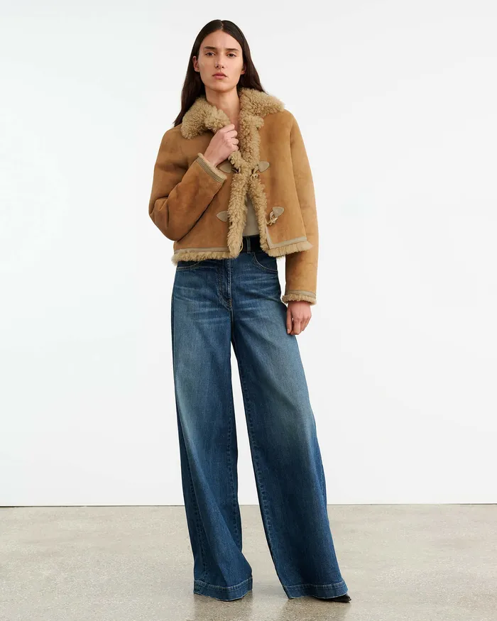 Coats and Outerwear BENOITE SHEARLING JACKET Camel Nili Lotan Women