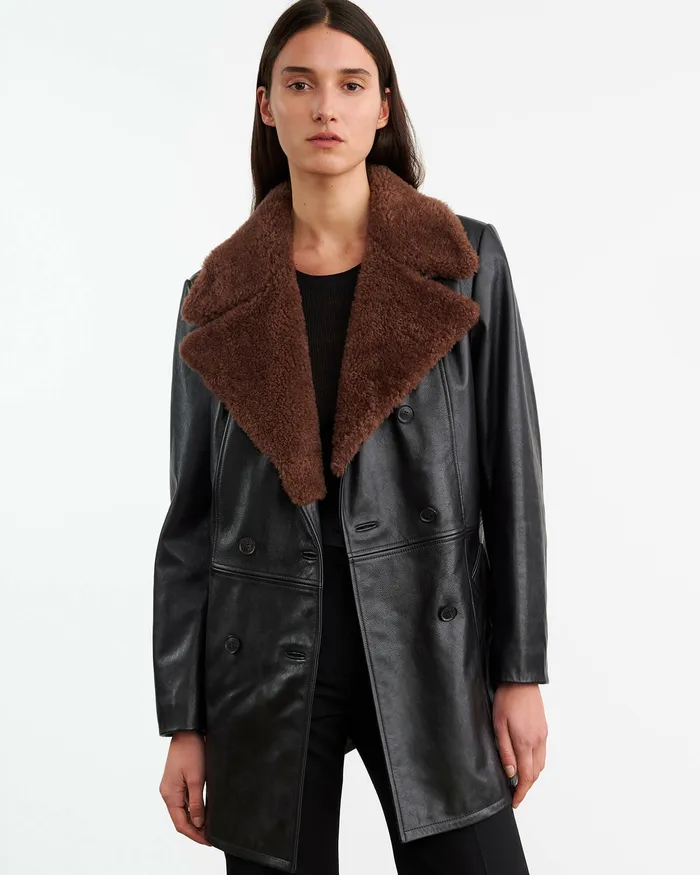 Coats and Outerwear Women JAYDEN LEATHER COAT Black Nili Lotan