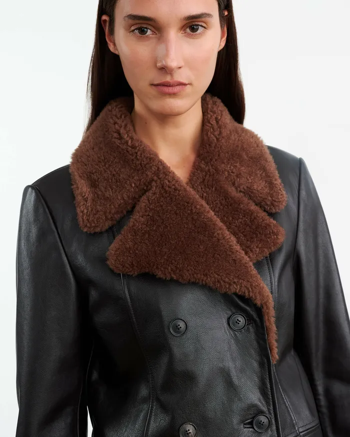 Coats and Outerwear Women JAYDEN LEATHER COAT Black Nili Lotan