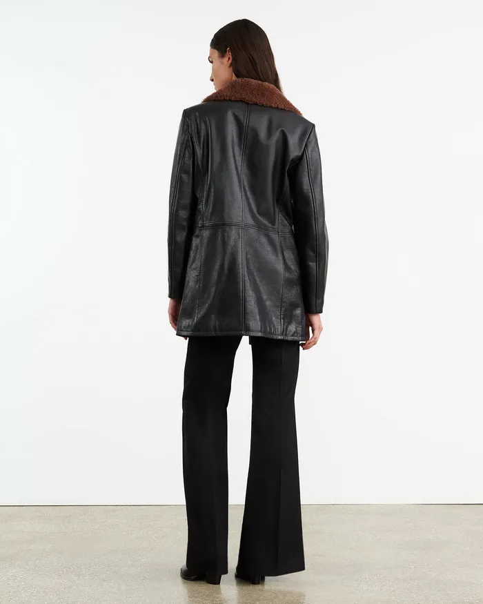 Coats and Outerwear Women JAYDEN LEATHER COAT Black Nili Lotan
