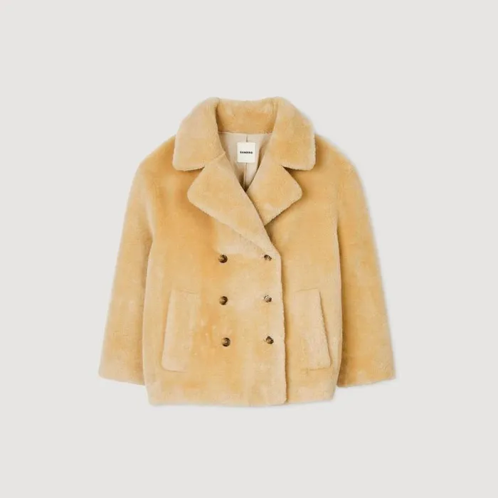Coats and Trenches Women SANDRO Faux Fur Coat Camel