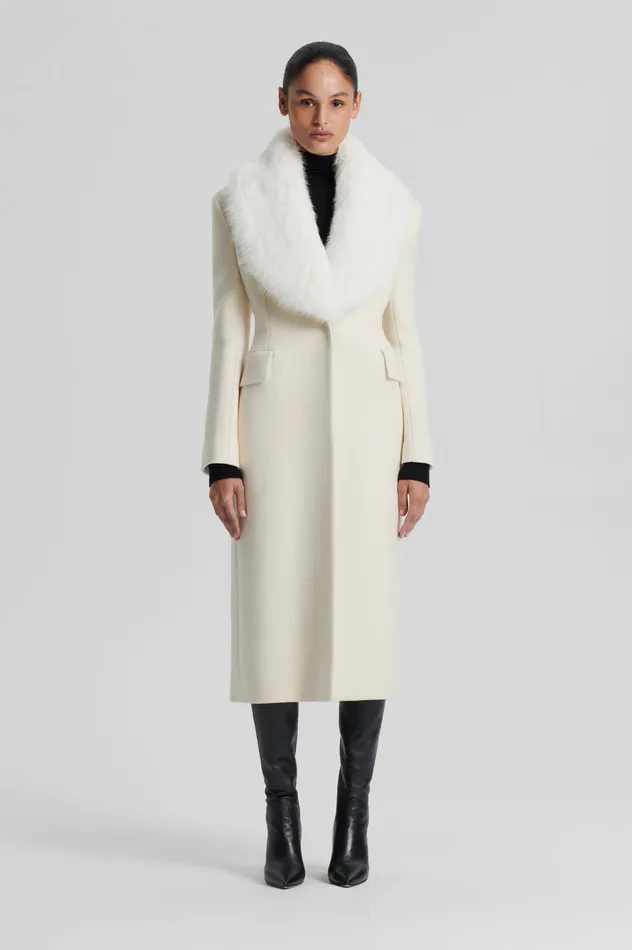 Coats FAUX FUR COLLAR COAT CREME Scanlan Theodore Women