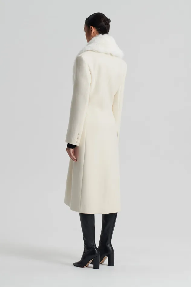 Coats FAUX FUR COLLAR COAT CREME Scanlan Theodore Women Coats FAUX FUR COLLAR COAT CREME Scanlan Theodore Women