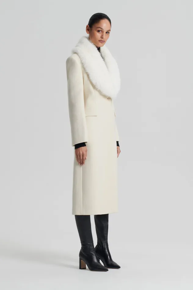 Coats FAUX FUR COLLAR COAT CREME Scanlan Theodore Women Coats FAUX FUR COLLAR COAT CREME Scanlan Theodore Women