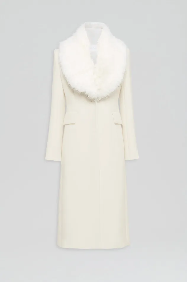 Coats FAUX FUR COLLAR COAT CREME Scanlan Theodore Women Coats FAUX FUR COLLAR COAT CREME Scanlan Theodore Women