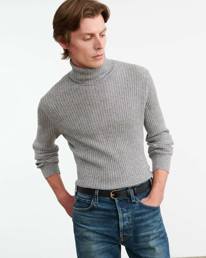 COLE CASHMERE TURTLENECK SWEATER Heather Grey Sweaters Nili Lotan Men