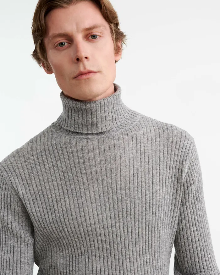 COLE CASHMERE TURTLENECK SWEATER Heather Grey Sweaters Nili Lotan Men