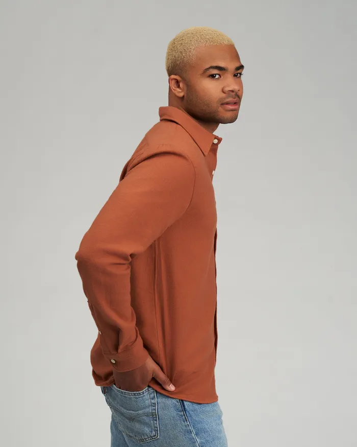 Colorfulstandard Shirts Men Organic Flannel Shirt 8211 Ginger Brown
