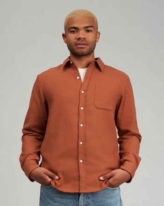 Colorfulstandard Shirts Men Organic Flannel Shirt 8211 Ginger Brown