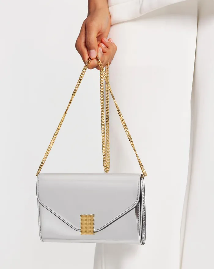 Concerto Wallet On Chain Bag In Metallic Leather Silver Women Lanvin Concerto