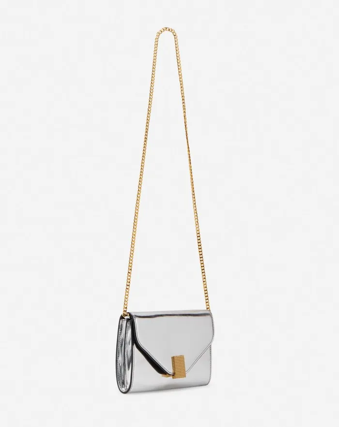 Concerto Wallet On Chain Bag In Metallic Leather Silver Women Lanvin Concerto