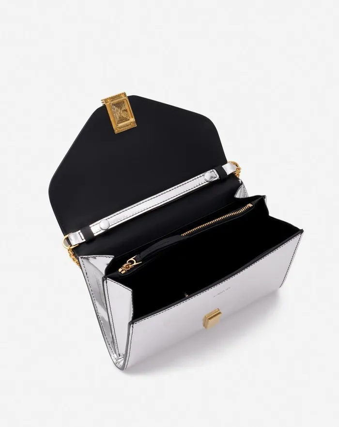 Concerto Wallet On Chain Bag In Metallic Leather Silver Women Lanvin Concerto