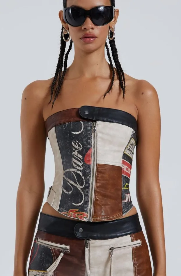 Corsets Women Jaded London Daytona Vegan Leather Corset Top