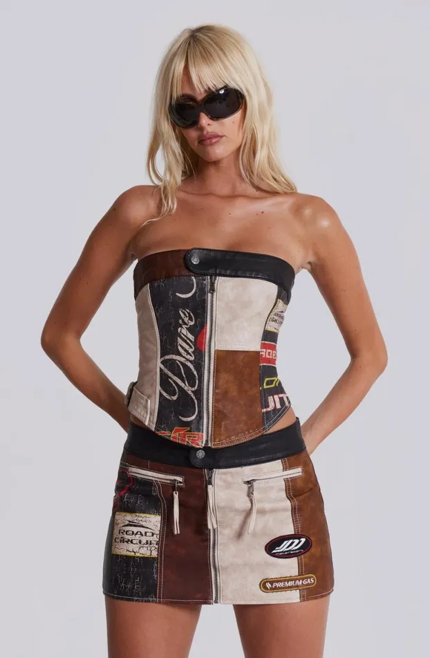 Corsets Women Jaded London Daytona Vegan Leather Corset Top