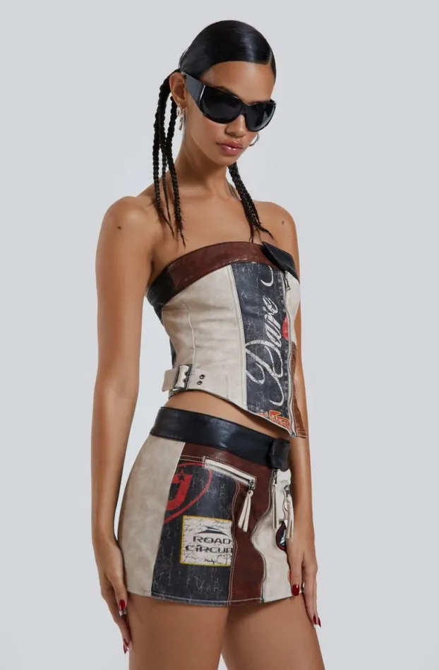 Corsets Women Jaded London Daytona Vegan Leather Corset Top