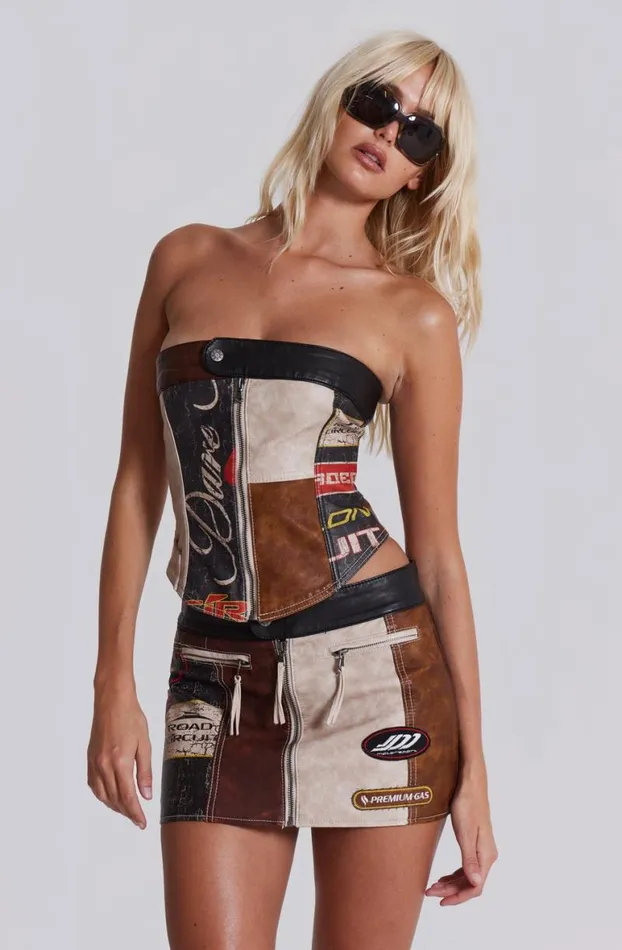 Corsets Women Jaded London Daytona Vegan Leather Corset Top