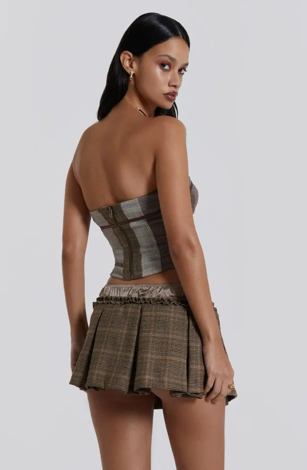 Corsets Women Jaded London Demi Panelled Check Corset Top
