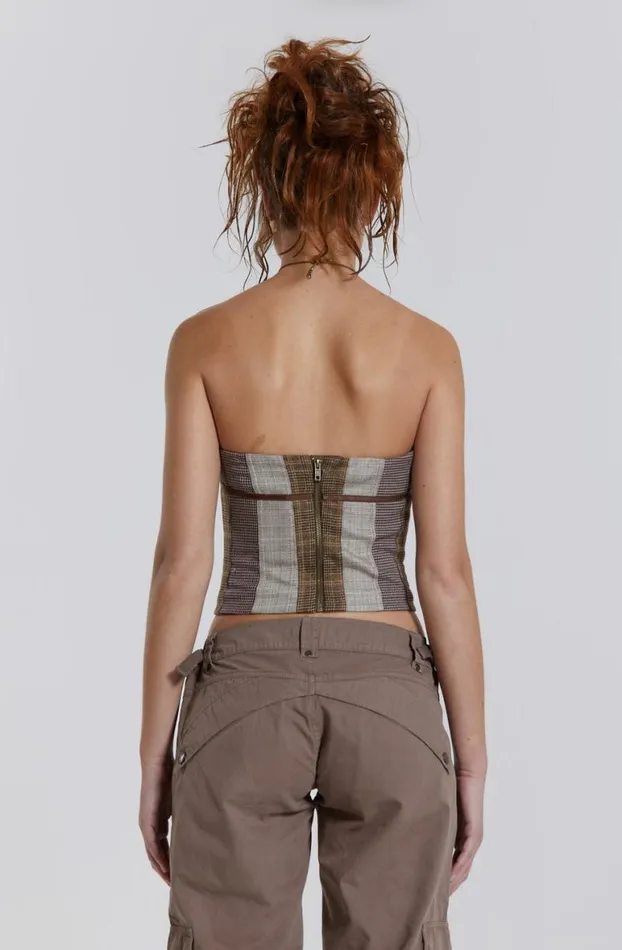 Corsets Women Jaded London Demi Panelled Check Corset Top