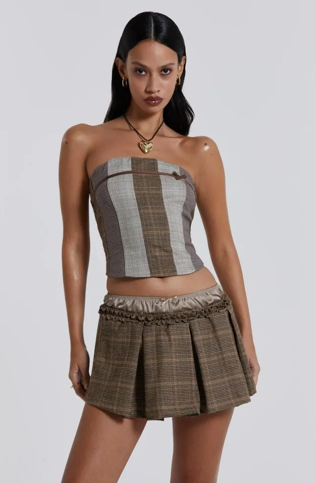 Corsets Women Jaded London Demi Panelled Check Corset Top