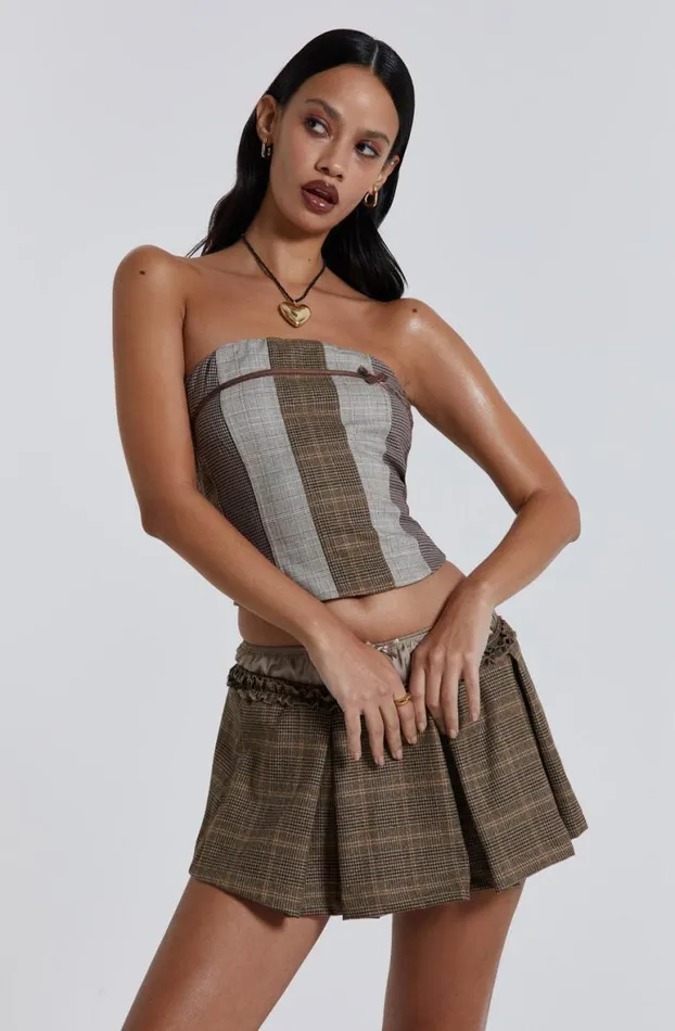 Corsets Women Jaded London Demi Panelled Check Corset Top