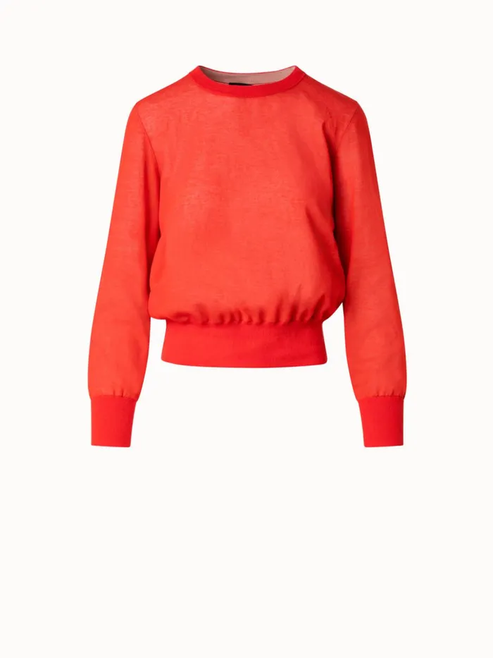 Cotton Blend Round Neck Sweater Poppy Women Akris Knitwear